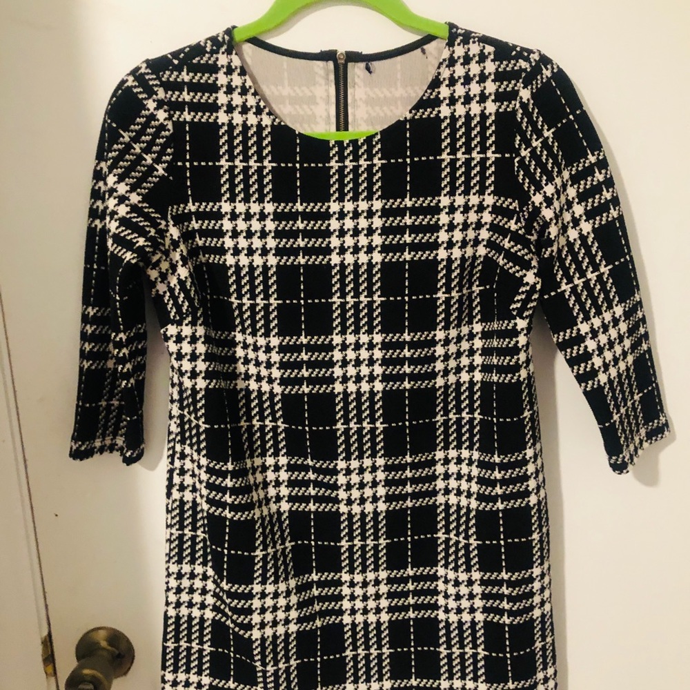 black and white plaid dress